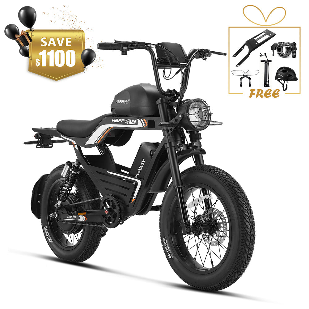HappyRun G100 Pro - 6000W Electric Bicycle with Dual Battery for Maximum Power