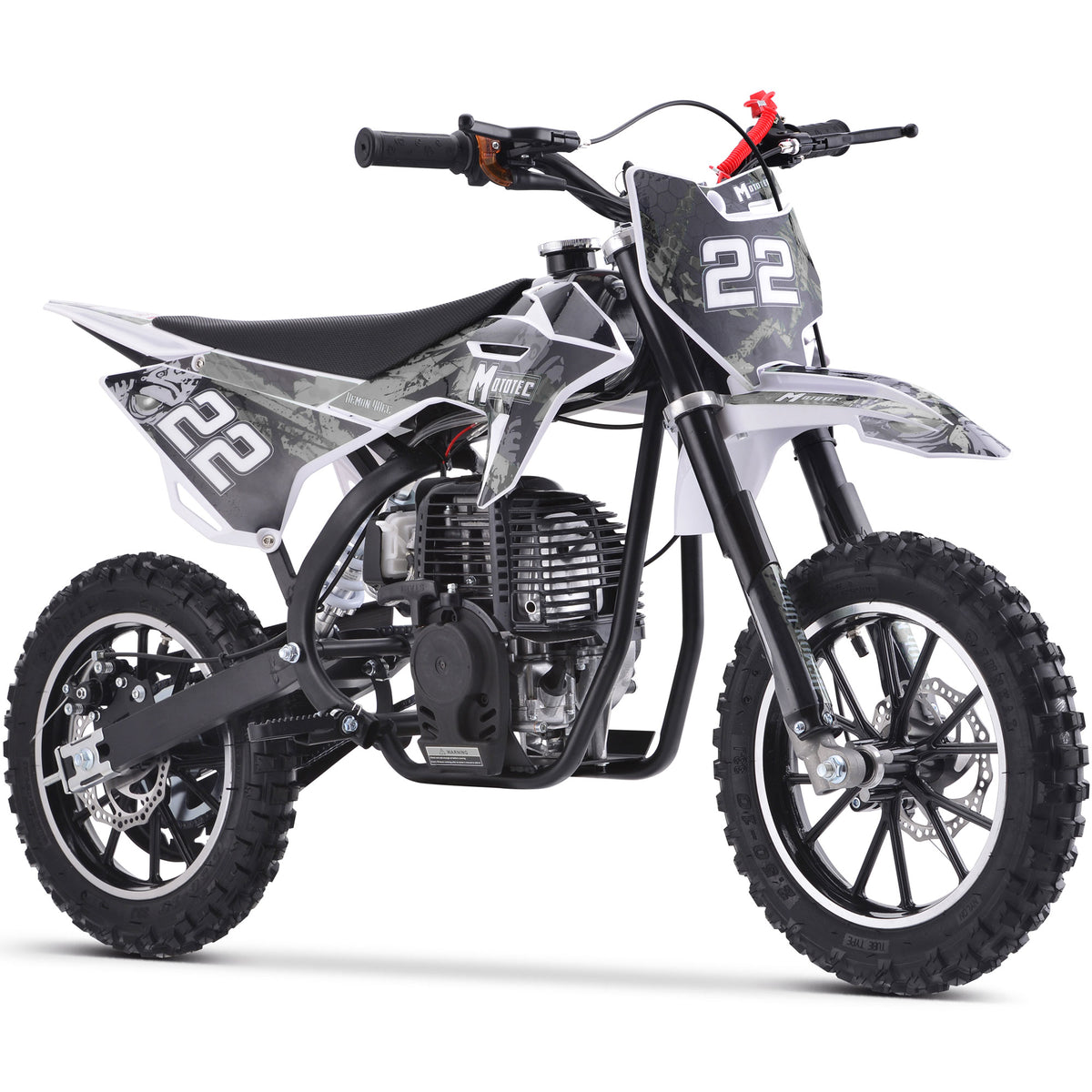 MotoTec Demon 40cc 4-Stroke Kids Gas Dirt Bike White