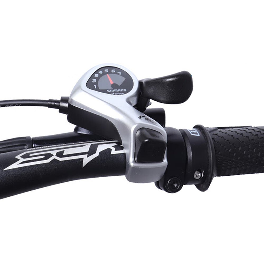 Freego X2 Dirt E-bike with 7-speed Shimano gear and finger lever