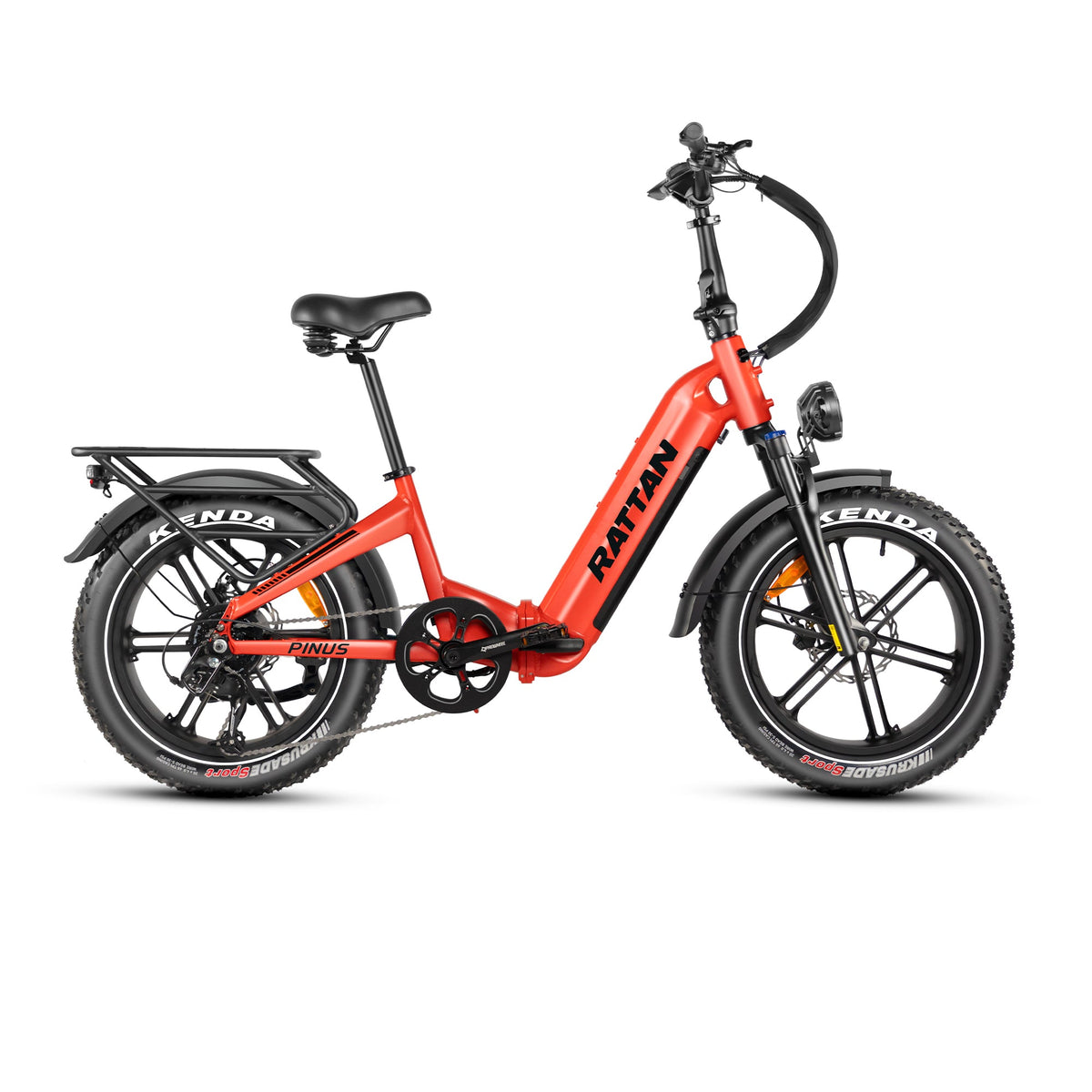 Rattan Pinus Lava Red folding fat tire electric bike side view