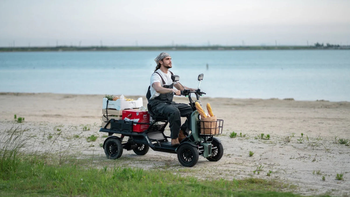 EUNORAU S1000 electric utility quad outdoors, illustrating compact property-use vehicles