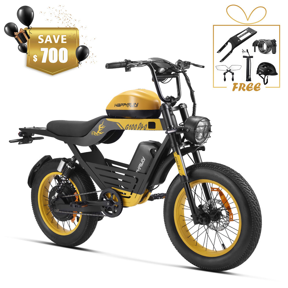 HappyRun G100 Pro - 6000W Electric Bicycle with Dual Battery for Maximum Power