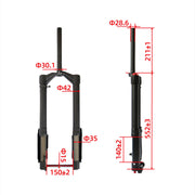 EUNORAU 26'' Front Inverted Air Suspension with 150*15mm Shock for Fat Tire eBike, 140mm Travel