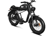 Qiolor Tiger JR retro fat tire e-bike in Black, angled front view