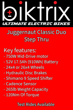 Biktrix Juggernaut Classic Duo Easy-Access Electric Bike