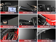 BUFFSEEK R01 display, grips, brakes, seat and suspension detail