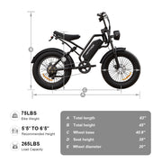 Tank G50 Electric Dirt Bike Cargo Black City E-bike