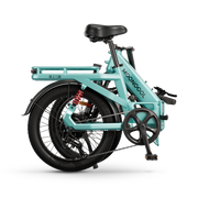 Mooncool POP Folding Electric Bike Cyan Green folded view