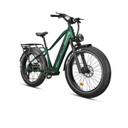 Rattan Pathfinder Midnight Green fat tire electric bike front three-quarter view