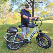 Rattan Quercus utility electric bike lifestyle with rider